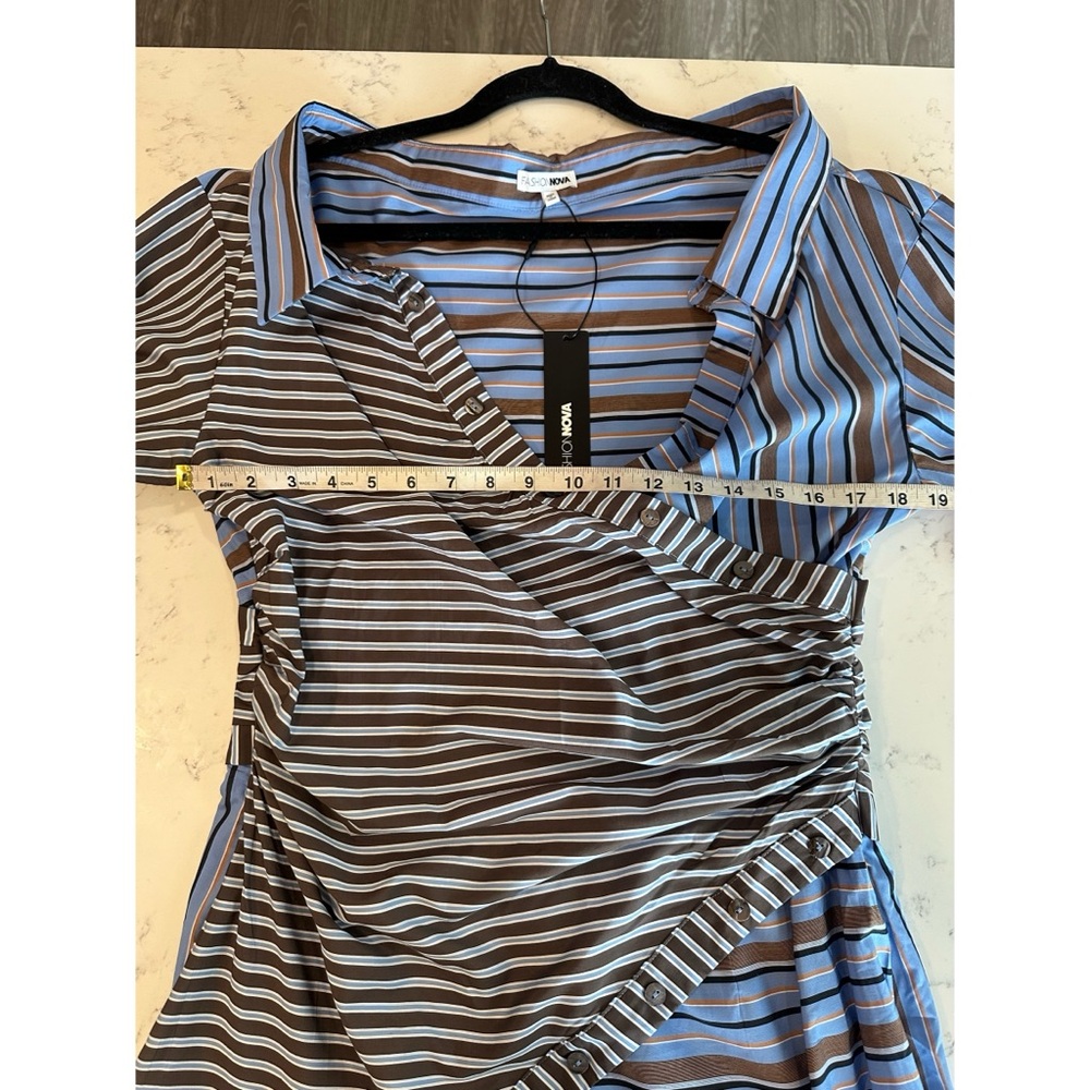 Fashionnova Multi-Striped Mini Dress - Size Large - Picture 9 of 11